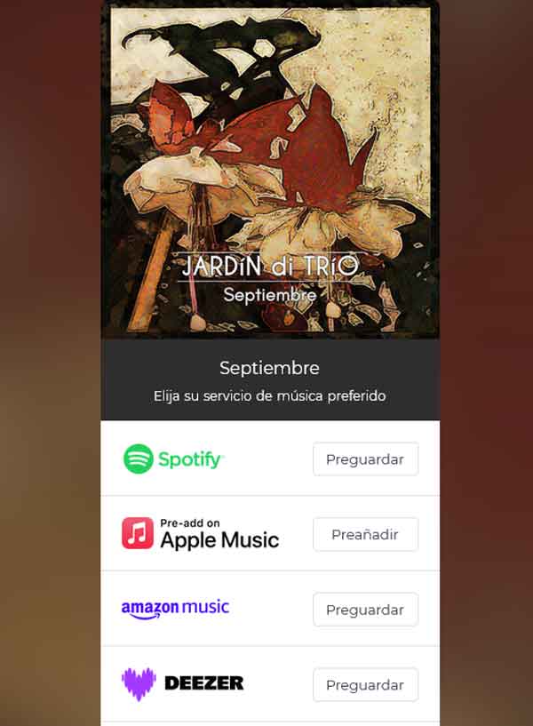 Jardín di Trío - links a plataformas digitales Septiembre